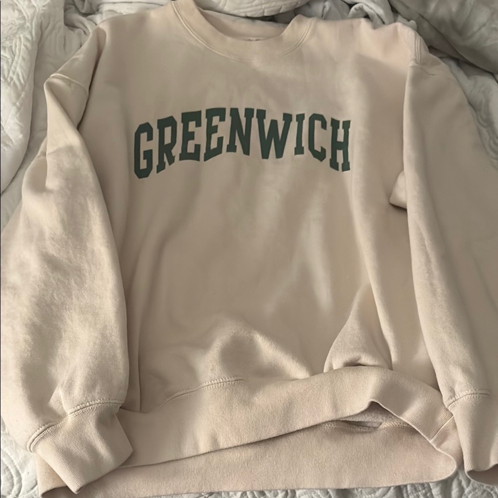 PacSun Cream and Green Crewneck Sweater
